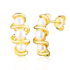 Kolczyki srebrne pozłacane z perłami (E100860 Y S PL 925)