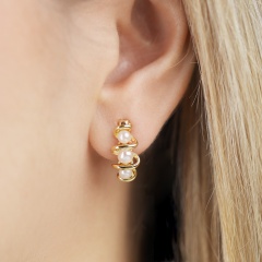 Kolczyki srebrne pozłacane z perłami (E100860 Y S PL 925)