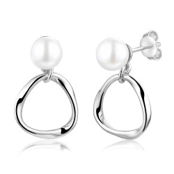 Kolczyki srebrne z perłami (E100868 W S PL 925) - zdjęcie: 2
