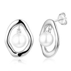 Kolczyki srebrne z perłami (E100869 W S PL 925) - zdjęcie: 2