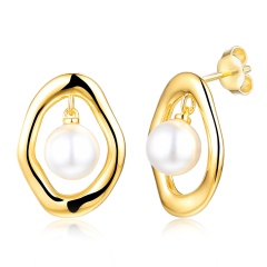 Kolczyki srebrne pozłacane z perłami (E100869 Y S PL 925)