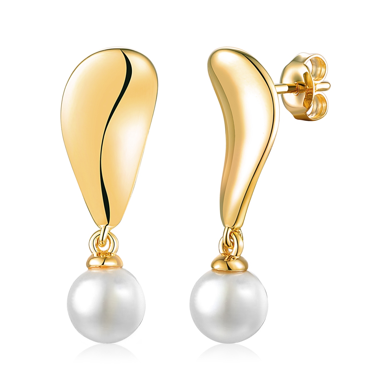 Kolczyki srebrne pozłacane z perłami (E100871 Y S PL 925)