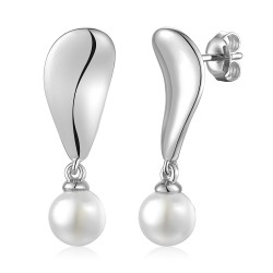 Kolczyki srebrne z perłami (E100871 W S PL 925) - zdjęcie: 2