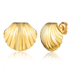 Kolczyki muszelki srebrne pozłacane (E100874 Y S 925)