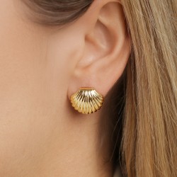 Kolczyki muszelki srebrne pozłacane (E100874 Y S 925) - zdjęcie: 3