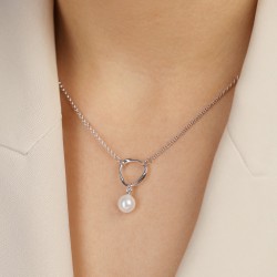 Naszyjnik srebrny z perłą (N12640 W PL 925) - zdjęcie: 3