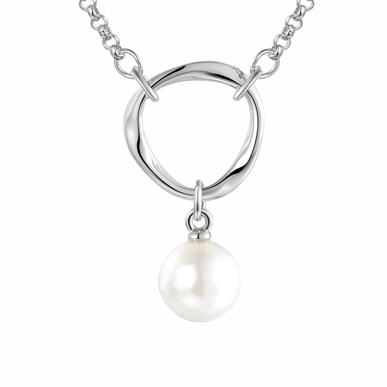 Naszyjnik srebrny z perłą (N12640 W PL 925)