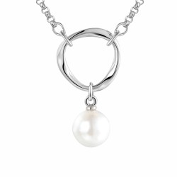 Naszyjnik srebrny z perłą (N12640 W PL 925) - zdjęcie: 2