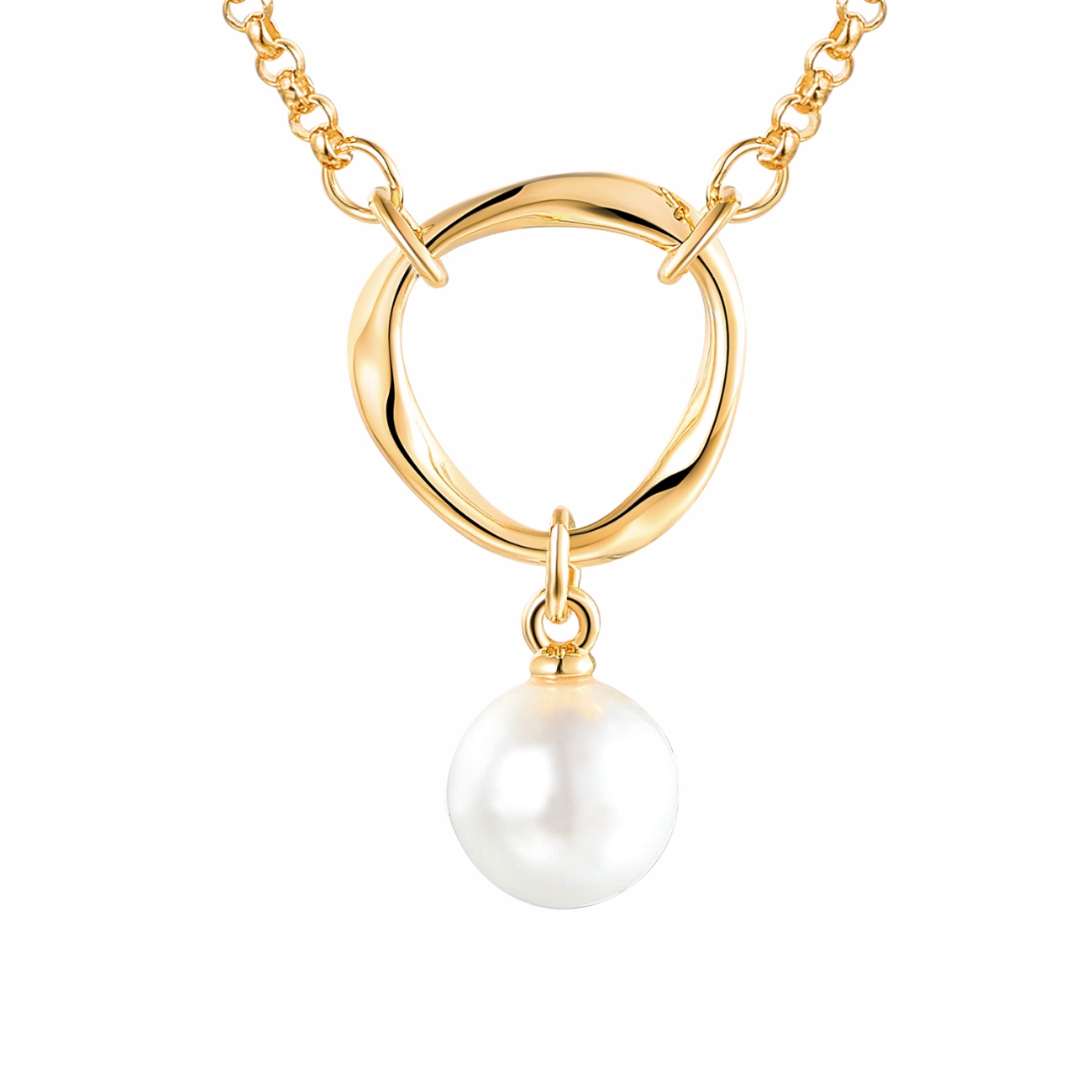 Naszyjnik srebrny pozłacany z perłą (N12640 Y PL 925)