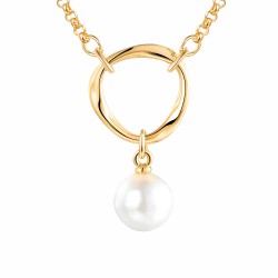 Naszyjnik srebrny pozłacany z perłą (N12640 Y PL 925) - zdjęcie: 2