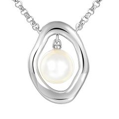 Naszyjnik srebrny z perłą (N12641 W PL 925)