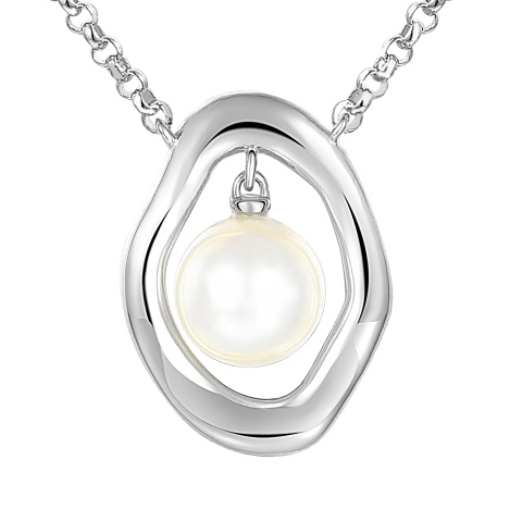 Naszyjnik srebrny z perłą (N12641 W PL 925)