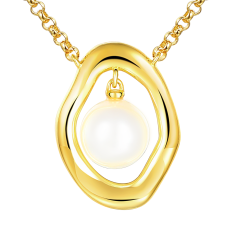 Naszyjnik srebrny pozłacany z perłą (N12641 Y PL 925)