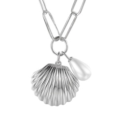 Naszyjnik srebrny z perłą (N12645 W PL 925)