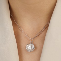 Naszyjnik srebrny z perłą (N12645 W PL 925) - zdjęcie: 3