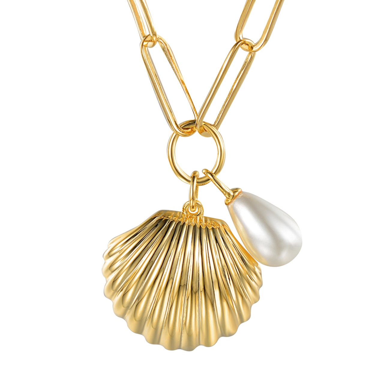 Naszyjnik srebrny pozłacany z perłą (N12645 Y PL 925)