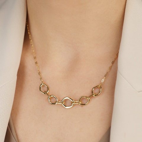 Naszyjnik srebrny pozłacany (N12646 Y 925)