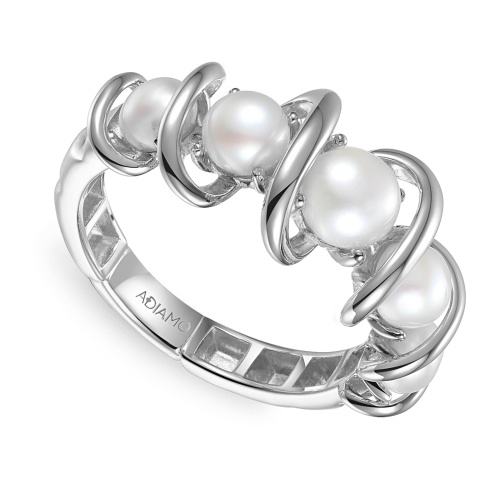 Pierścionek srebrny z perłami (R100860 W PL 925)