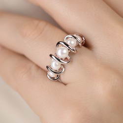 Pierścionek srebrny pozłacany z perłami (R100860 W PL 925) : 10 - zdjęcie: 4