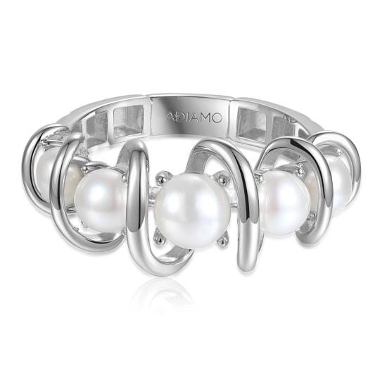 Pierścionek srebrny pozłacany z perłami (R100860 W PL 925) : 13