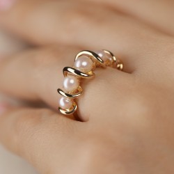 Pierścionek srebrny pozłacany z perłami (R100860 Y PL 925) : 13 - zdjęcie: 4