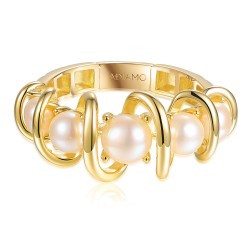 Pierścionek srebrny pozłacany z perłami (R100860 Y PL 925) : 13 - zdjęcie: 5