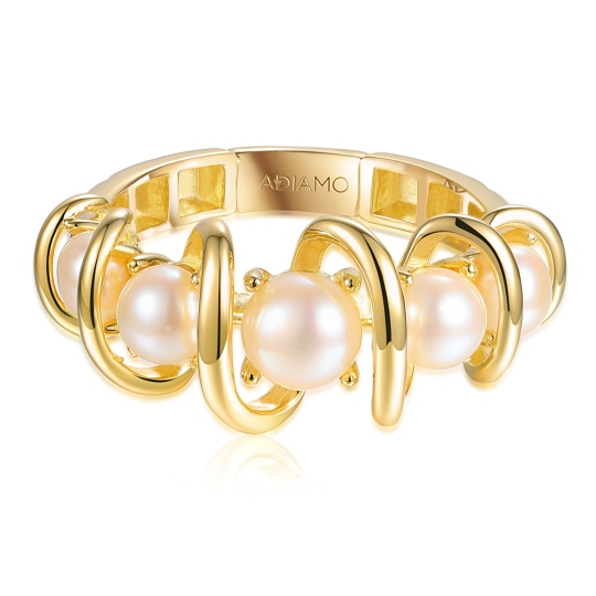 Pierścionek srebrny pozłacany z perłami (R100860 Y PL 925) : 13