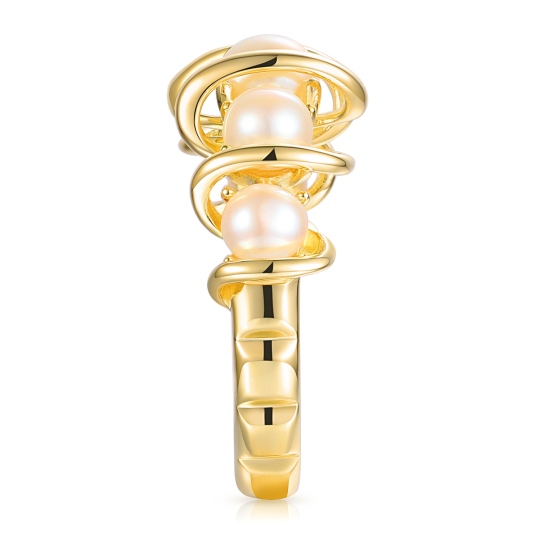 Pierścionek srebrny pozłacany z perłami (R100860 Y PL 925) : 13