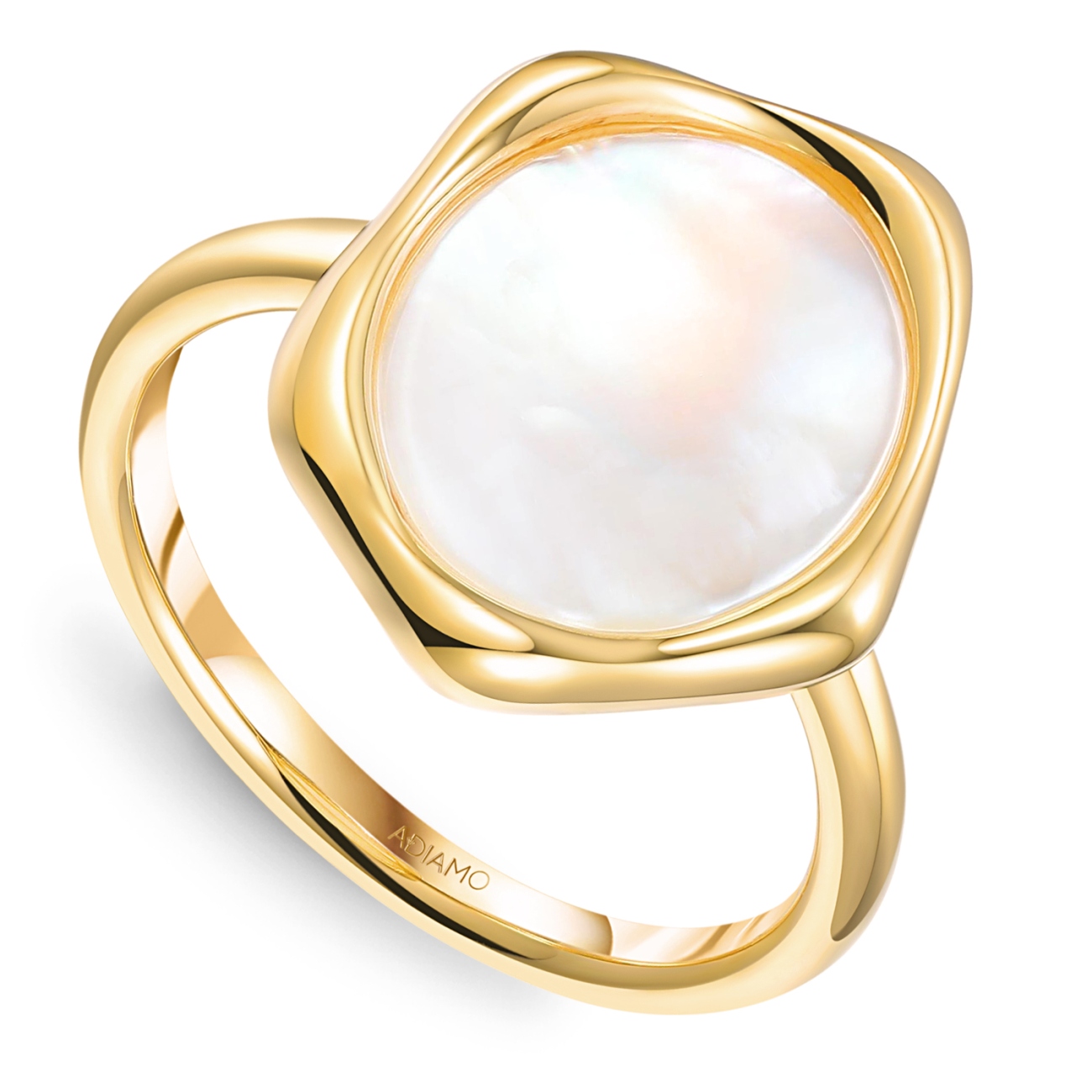 Pierścionek srebrny pozłacany z masą perłową (R100867 Y WMP 925): 13