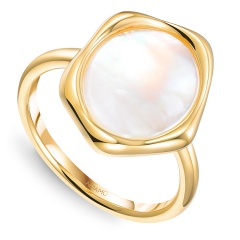 Pierścionek srebrny pozłacany z masą perłową (R100867 Y WMP 925)