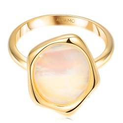 Pierścionek srebrny pozłacany z masą perłową (R100867 Y WMP 925): 13 - zdjęcie: 4