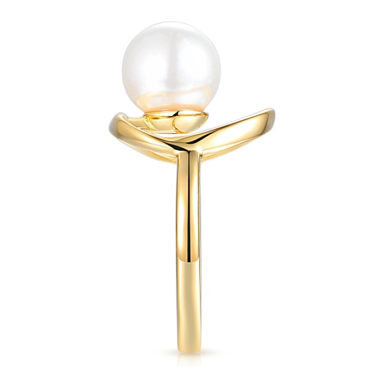 Pierścionek srebrny pozłacany z perłą (R100868 Y PL 925): 10