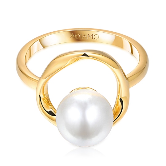 Pierścionek srebrny pozłacany z perłą (R100868 Y PL 925): 12