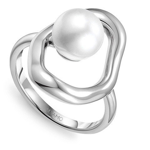 Pierścionek srebrny z perłą (R100869 W PL 925)