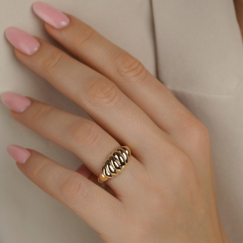 Pierścionek srebrny pozłacany (R100864 Y 925)