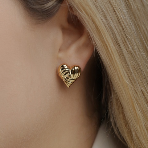 Kolczyki srebrne pozłacane serca (E100865 Y S 925)