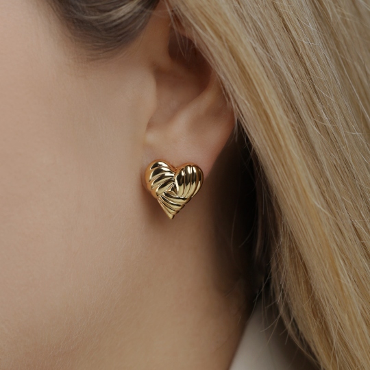 Kolczyki srebrne pozłacane serca (E100865 Y S 925)