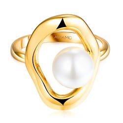 Pierścionek srebrny pozłacany z perłą (R100869 Y PL 925): 10 - zdjęcie: 4