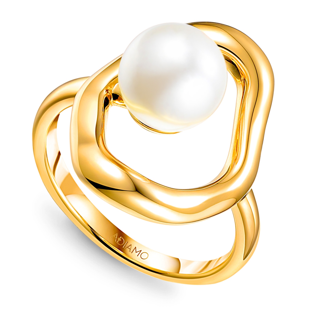 Pierścionek srebrny pozłacany z perłą (R100869 Y PL 925): 13