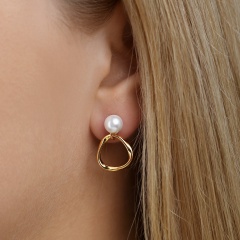 Kolczyki srebrne pozłacane z perłami (E100868 Y S PL 925)