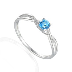 Pierścionek z niebieskim topazem i diamentami (R69318 W BT 375) : 10 - zdjęcie: 2