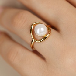 Pierścionek srebrny pozłacany z perłą (R100868 Y PL 925): 12 - zdjęcie: 6