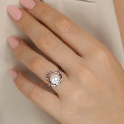 Pierścionek srebrny z perłą (R100868 W PL 925): 12 - zdjęcie: 3