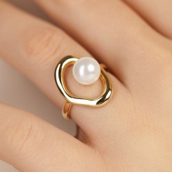 Pierścionek srebrny pozłacany z perłą (R100869 Y PL 925): 10 - zdjęcie: 6