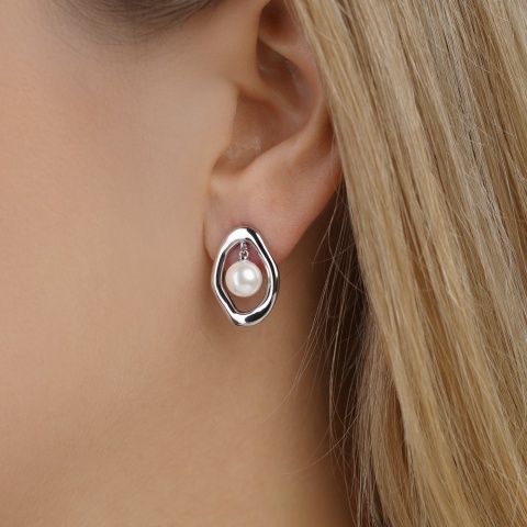 Kolczyki srebrne z perłami (E100869 W S PL 925)