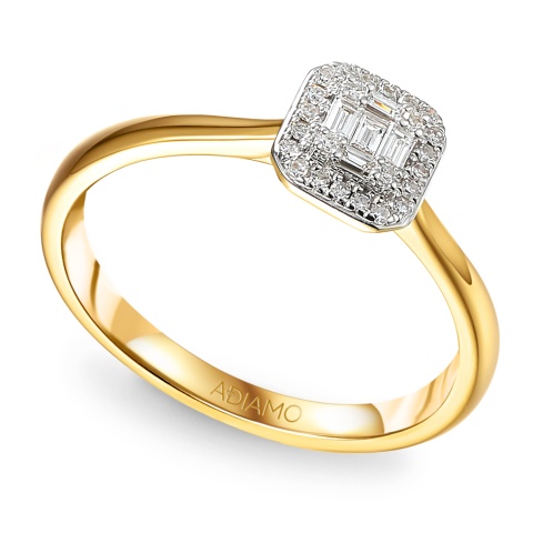 Pierścionek z diamentami, żółte złoto (R71618 Y)