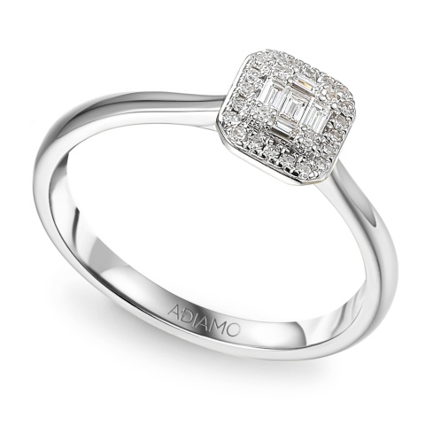 Pierścionek z diamentami, białe złoto pr.585 (R71618 W)