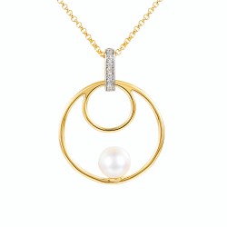 Naszyjnik z perłą i diamentami (N100443 Y PL) - zdjęcie: 2