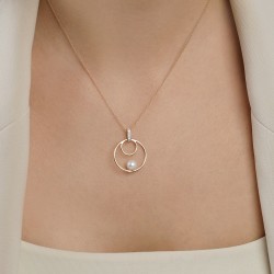 Naszyjnik z perłą i diamentami (N100443 Y PL) - zdjęcie: 3