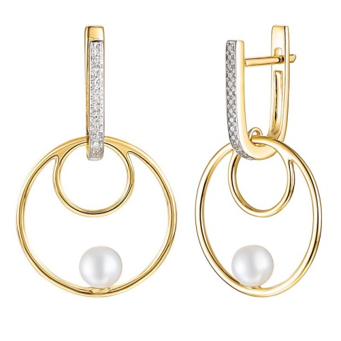 Kolczyki z perłami i diamentami (E100443 Y S PL)